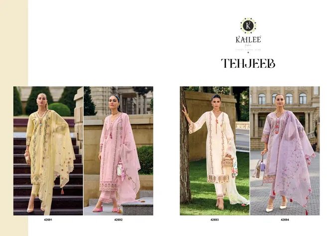 Tehjeeb By Kailee Heavy Work Cotton Designer Kurti With Bottom Dupatta Wholesalers In Delhi